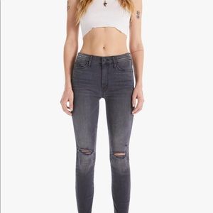 Mother distressed gray looked ankle cropped jeans